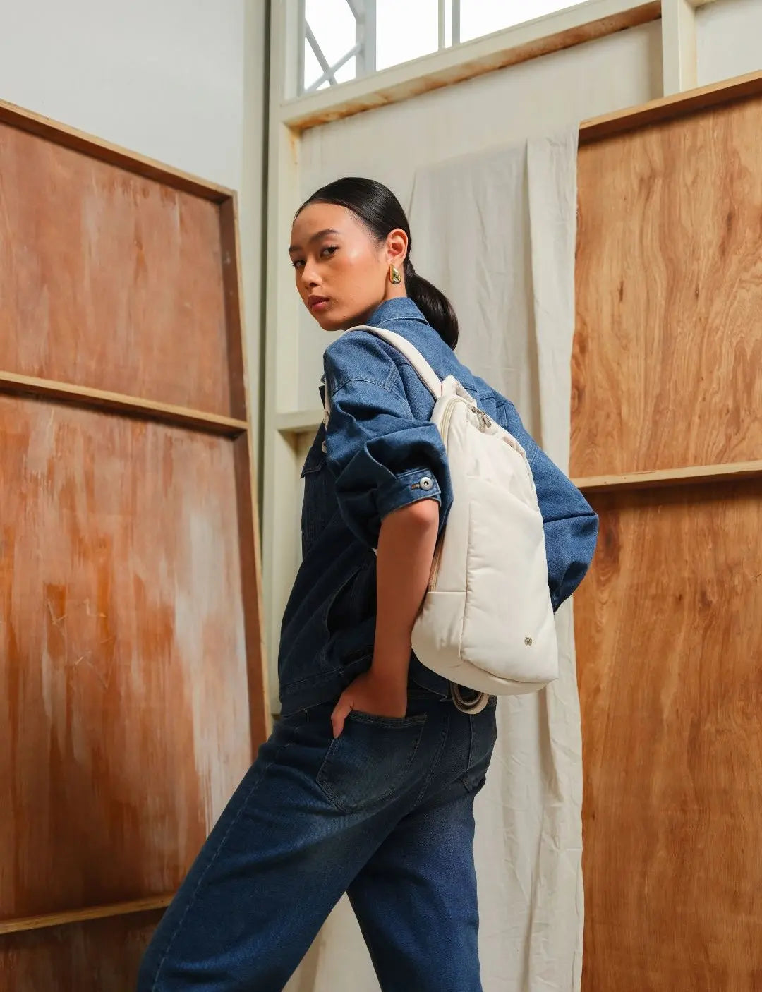 COSY LUXE COMMUTER BACKPACK IN OAT The Sophia Label