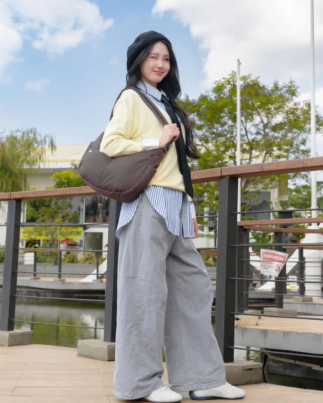 SIGNATURE POCKET CROSSBODY BAG IN POSH CHOCO TSL Singapore