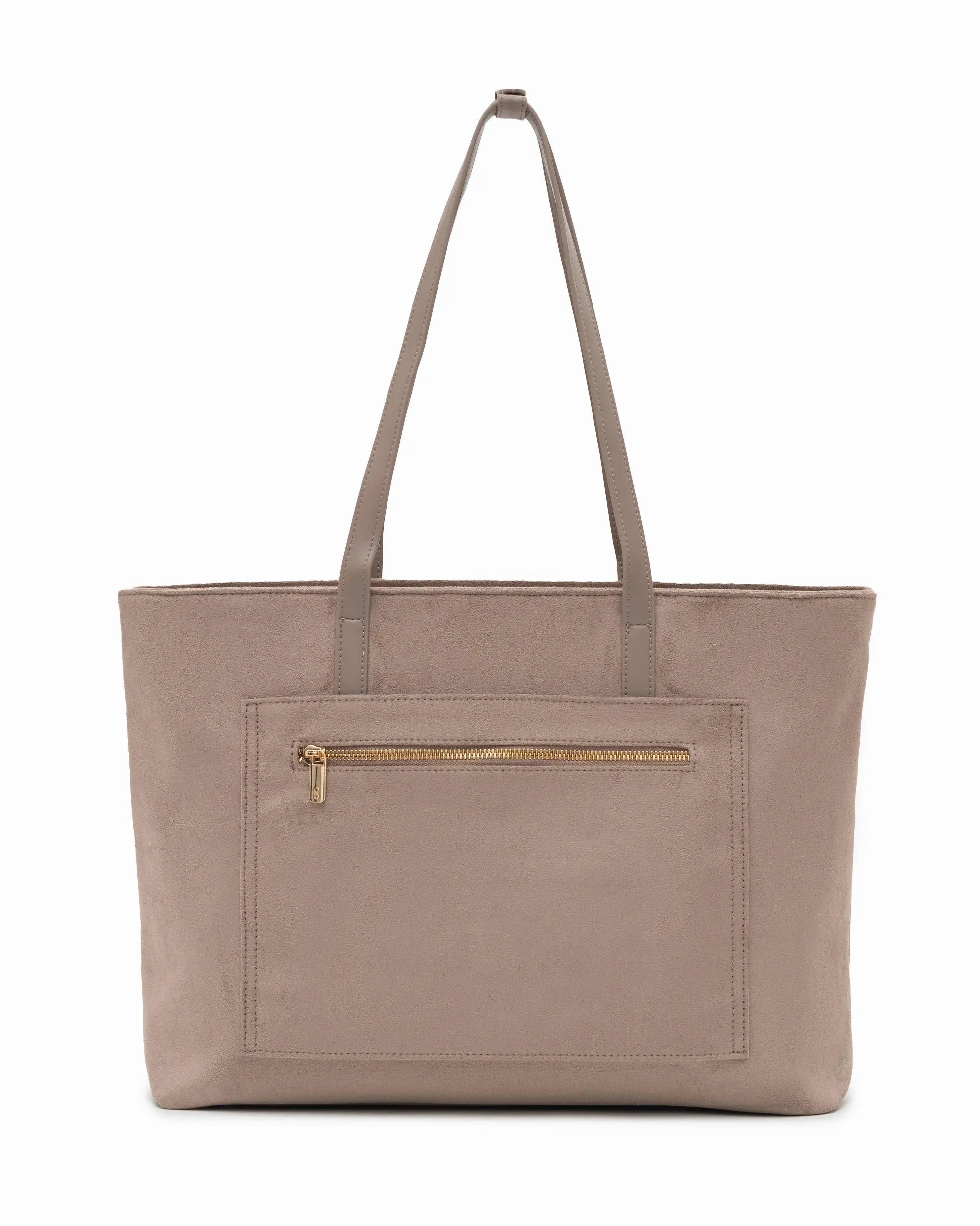 VALENTINA SUEDE TOTE BAG IN DUNE TSL Singapore