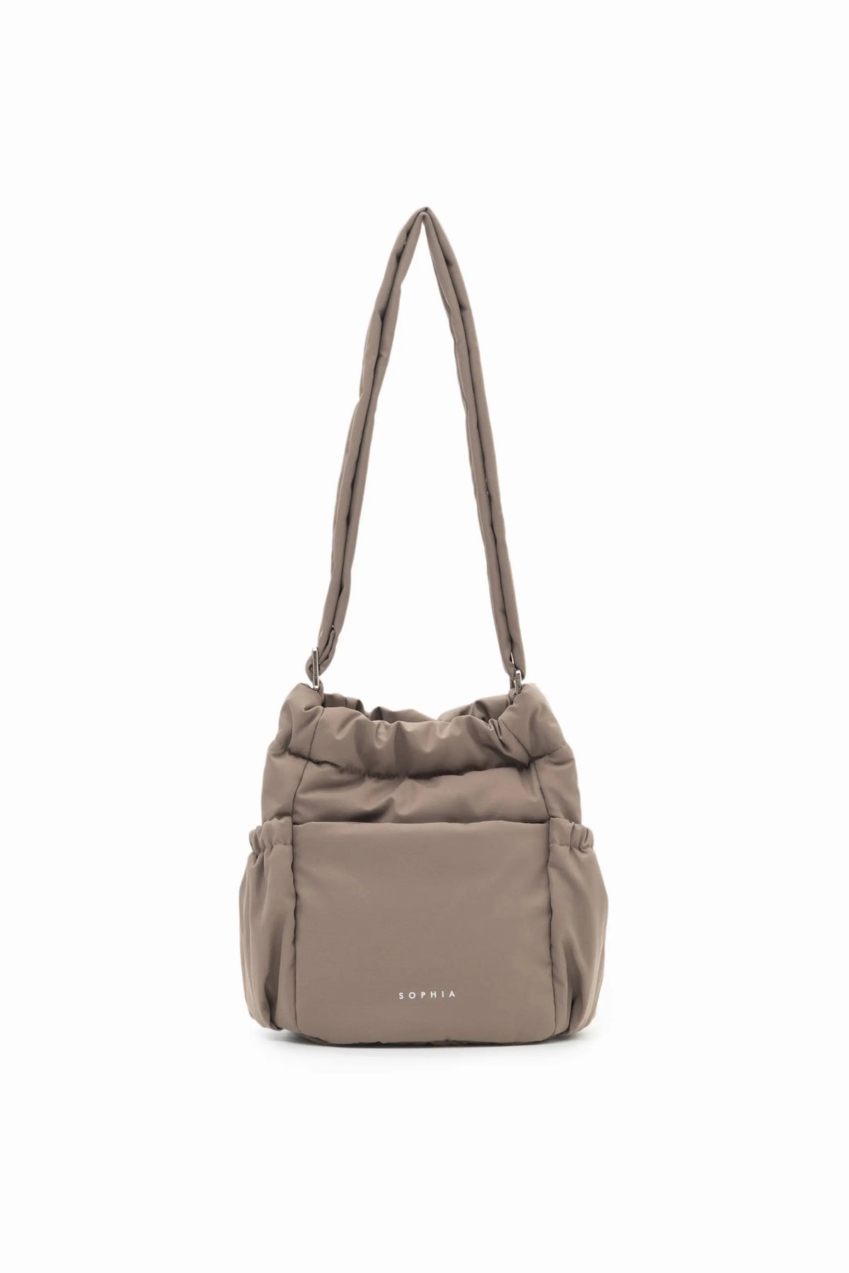 MINI COSY LUXE BUCKET BAG IN TAUPE