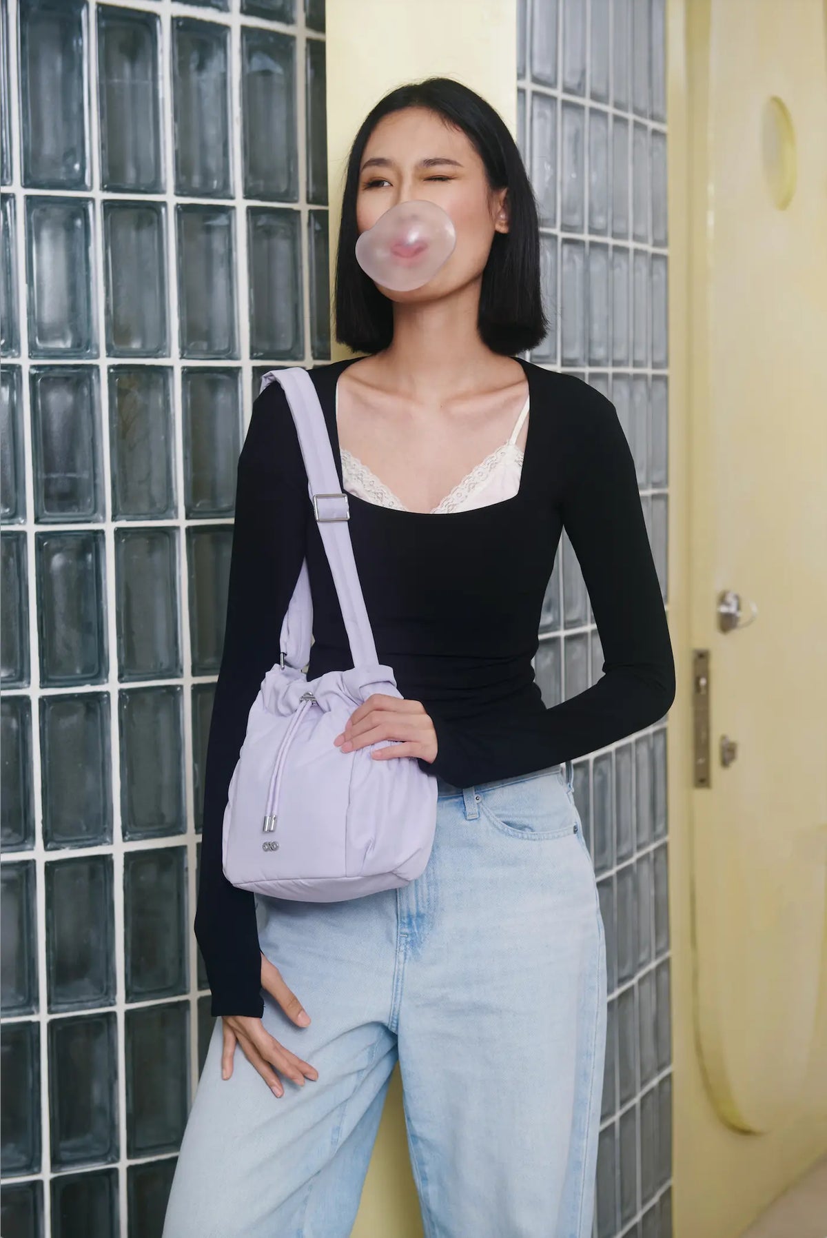 MINI COSY LUXE BUCKET BAG IN LILAC