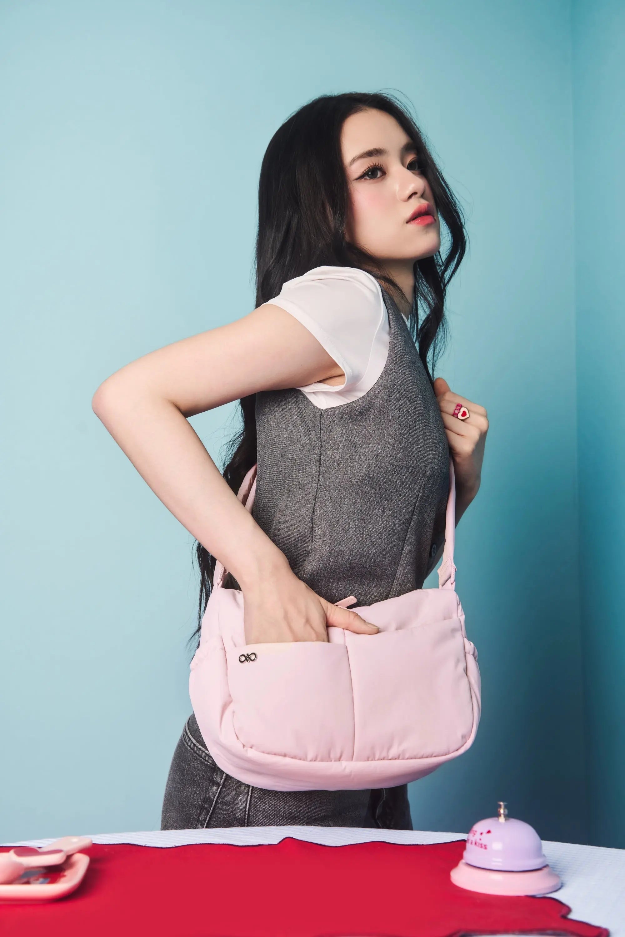 MINI SIGNATURE POCKET CROSSBODY BAG IN POSH BLOOM PINK