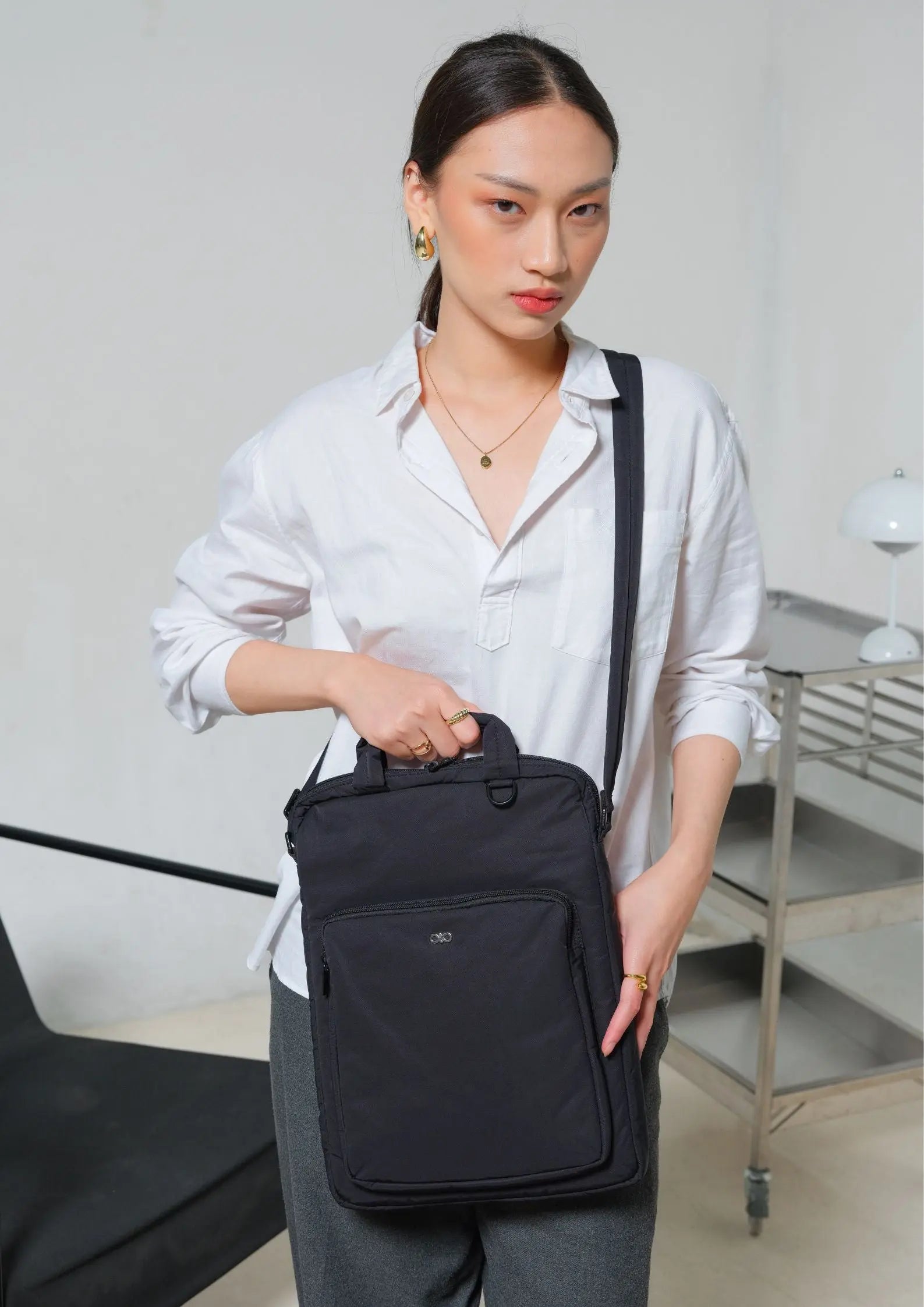 POSH LAPTOP BAG IN JET BLACK The Sophia Label