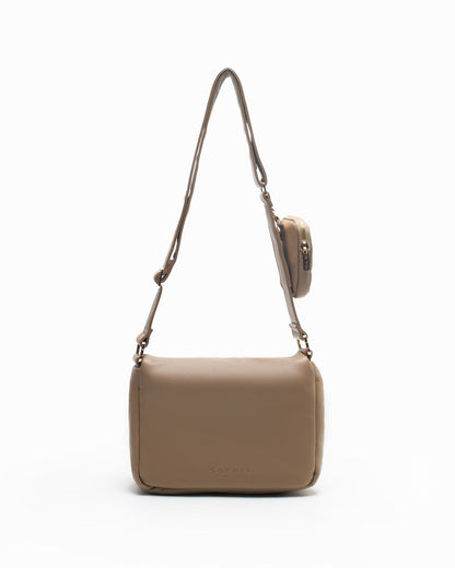 CUSHY SLING BAG IN TAUPE