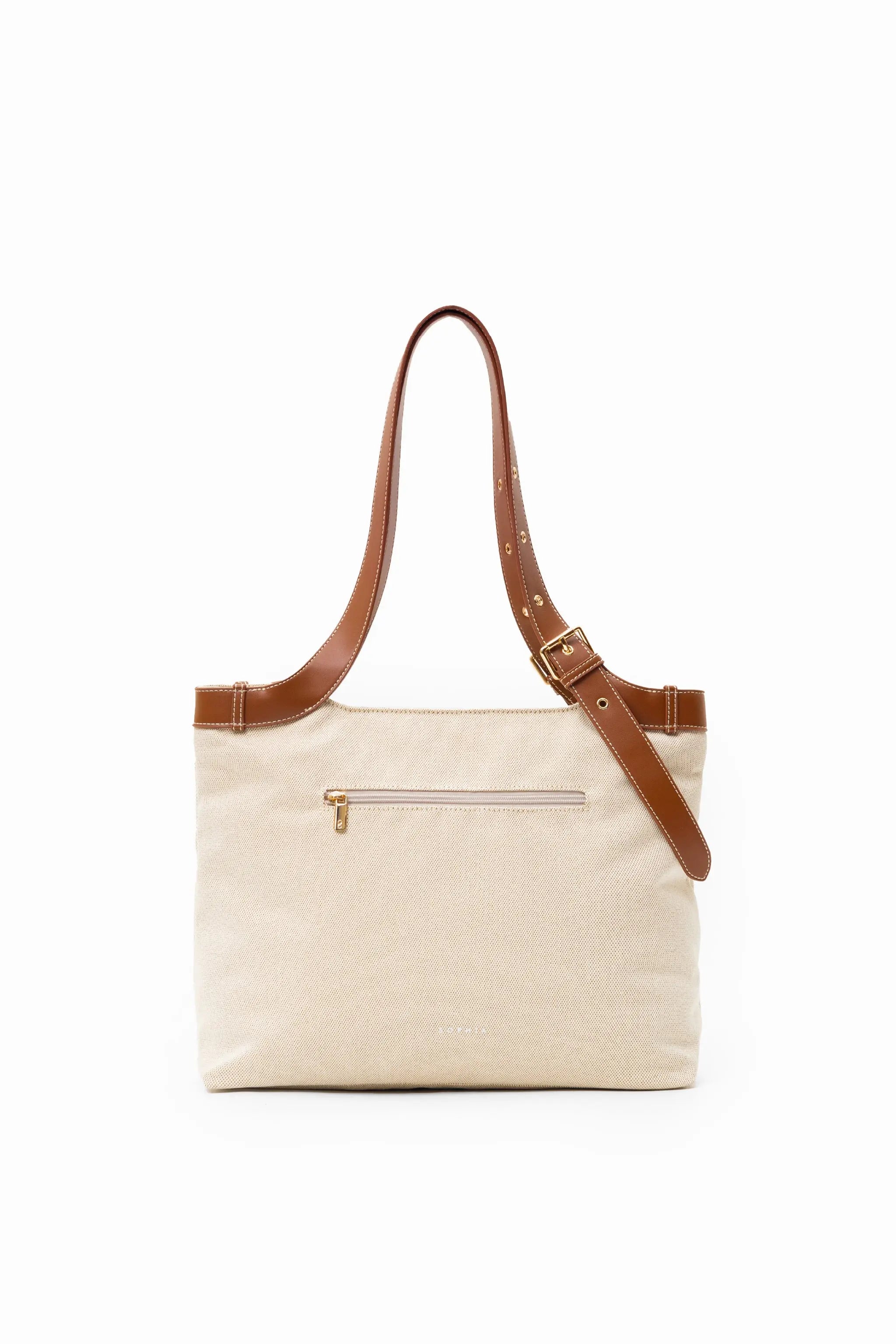 CALLY CANVAS SIGNATURE POCKET TOTE BAG 