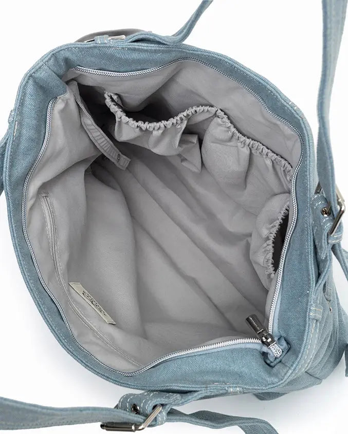 SIGNATURE POCKET DENIM TOTE BAG IN MID WASH DENIM TSL Singapore