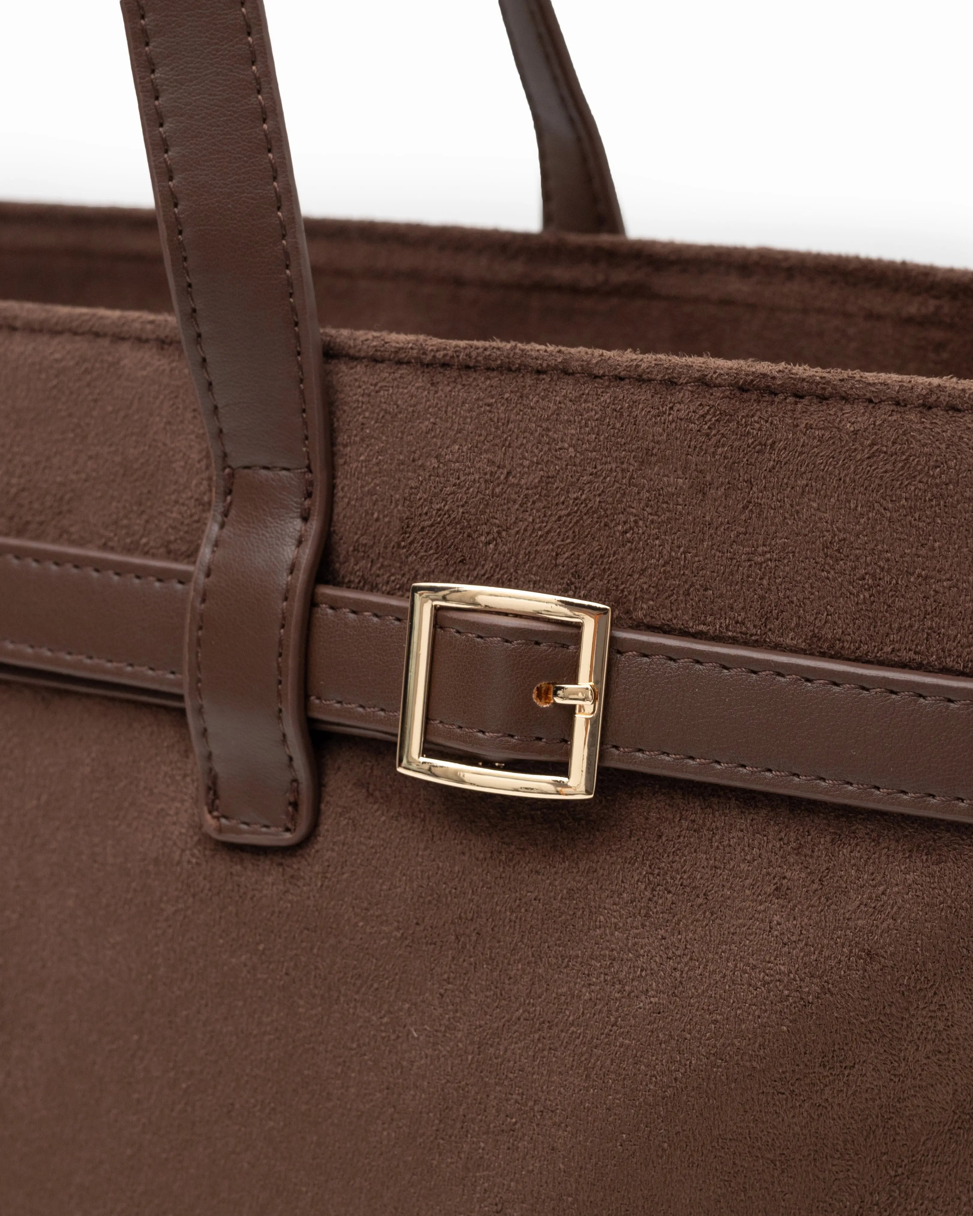 VALENTINA SUEDE TOTE BAG IN ESPRESSO TSL Singapore