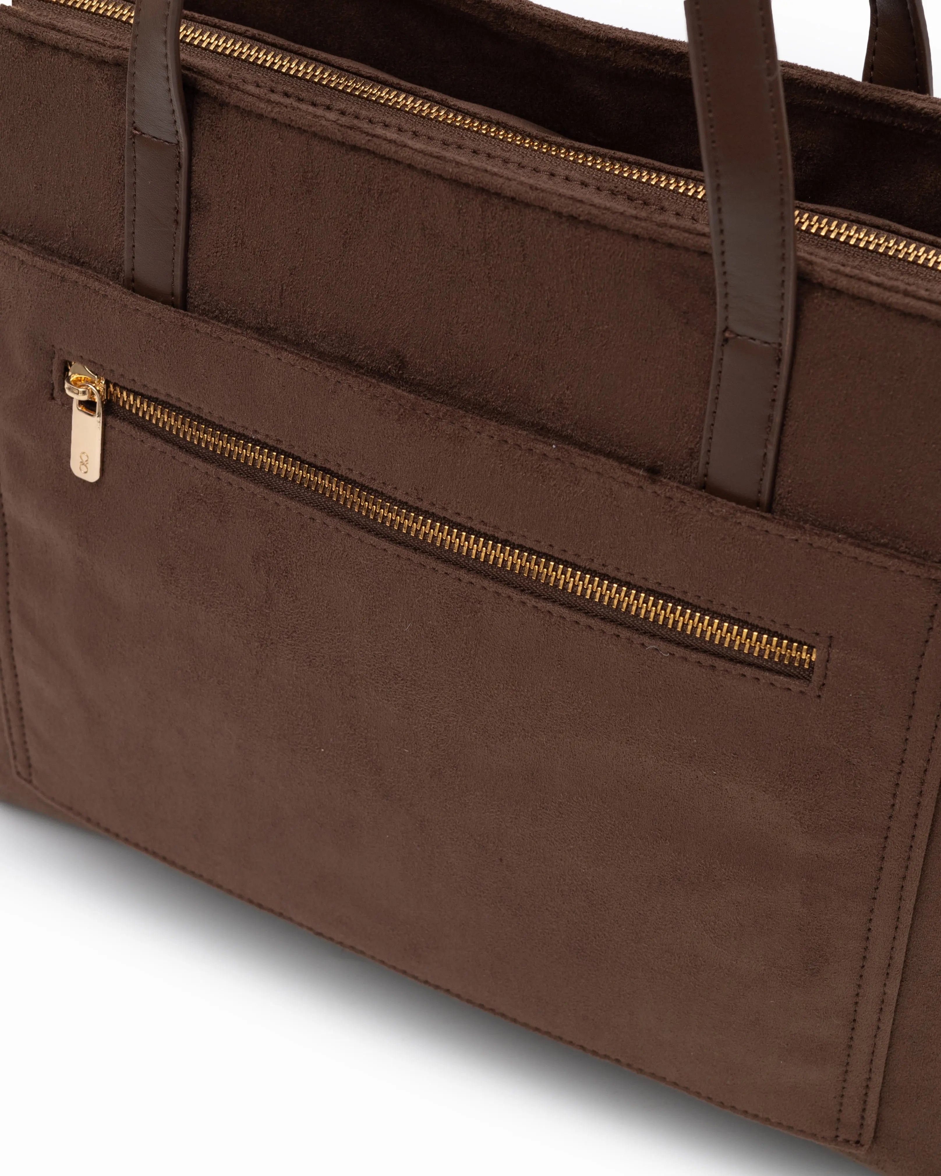 VALENTINA SUEDE TOTE BAG IN ESPRESSO TSL Singapore