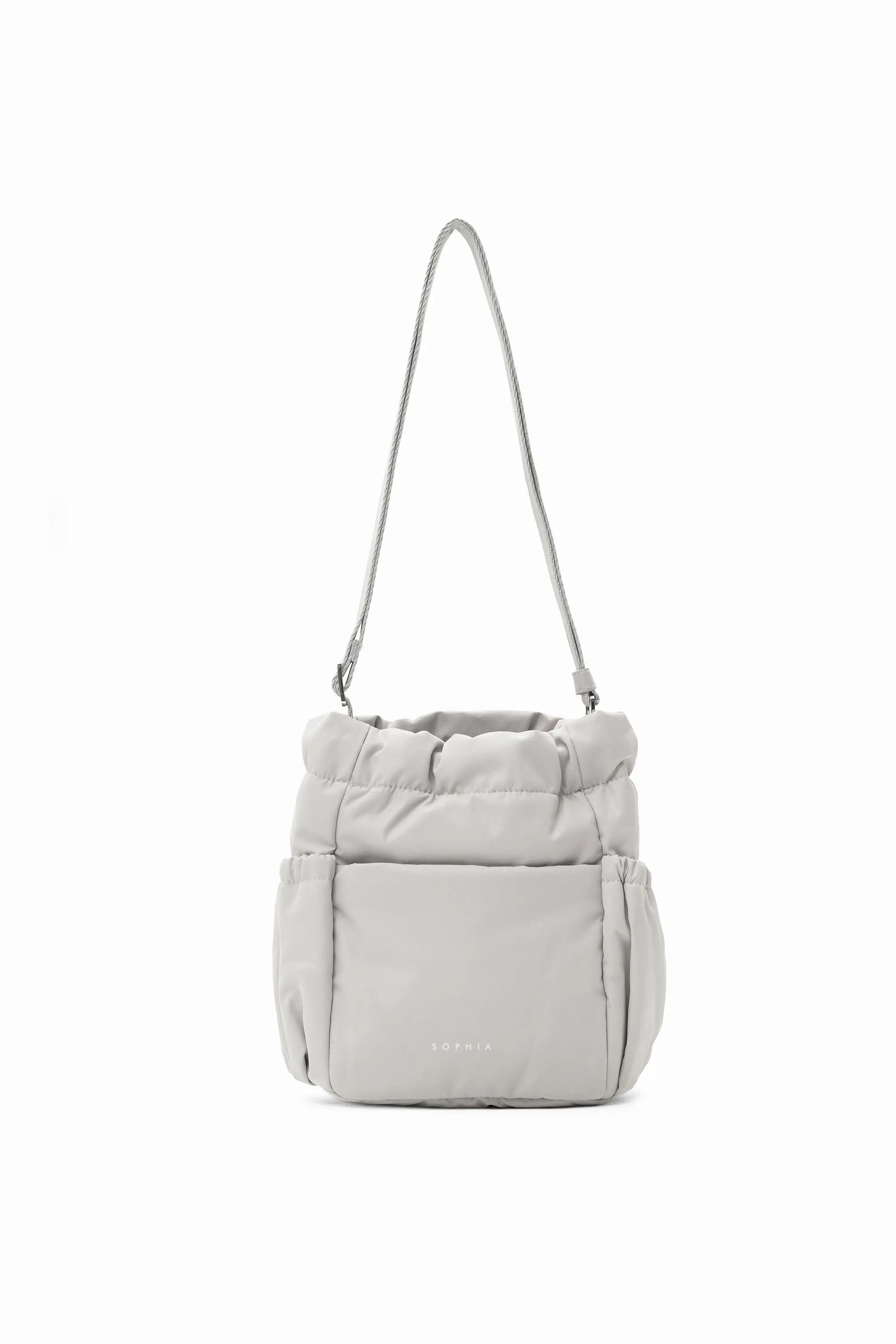 COSY LUXE BUCKET BAG IN DOVE GREY 