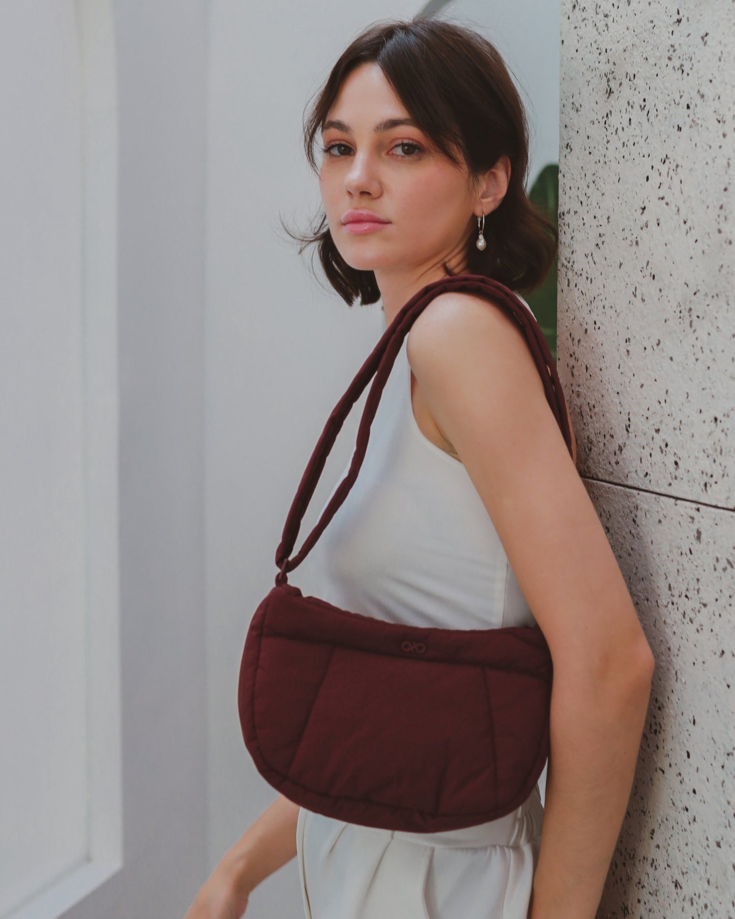 MINI COSY PUFFY CROSSBODY BAG IN WINE (M)