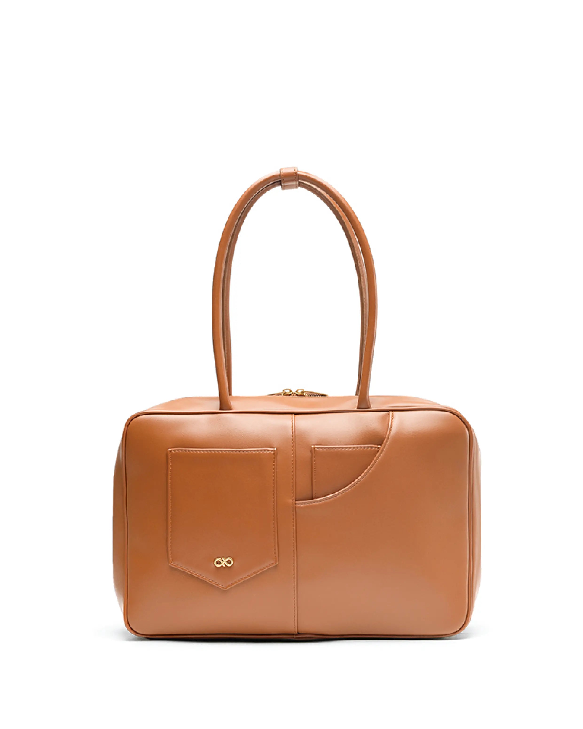 SIGNATURE POCKET L REI TOTE BAG IN CAMEL TSL Singapore
