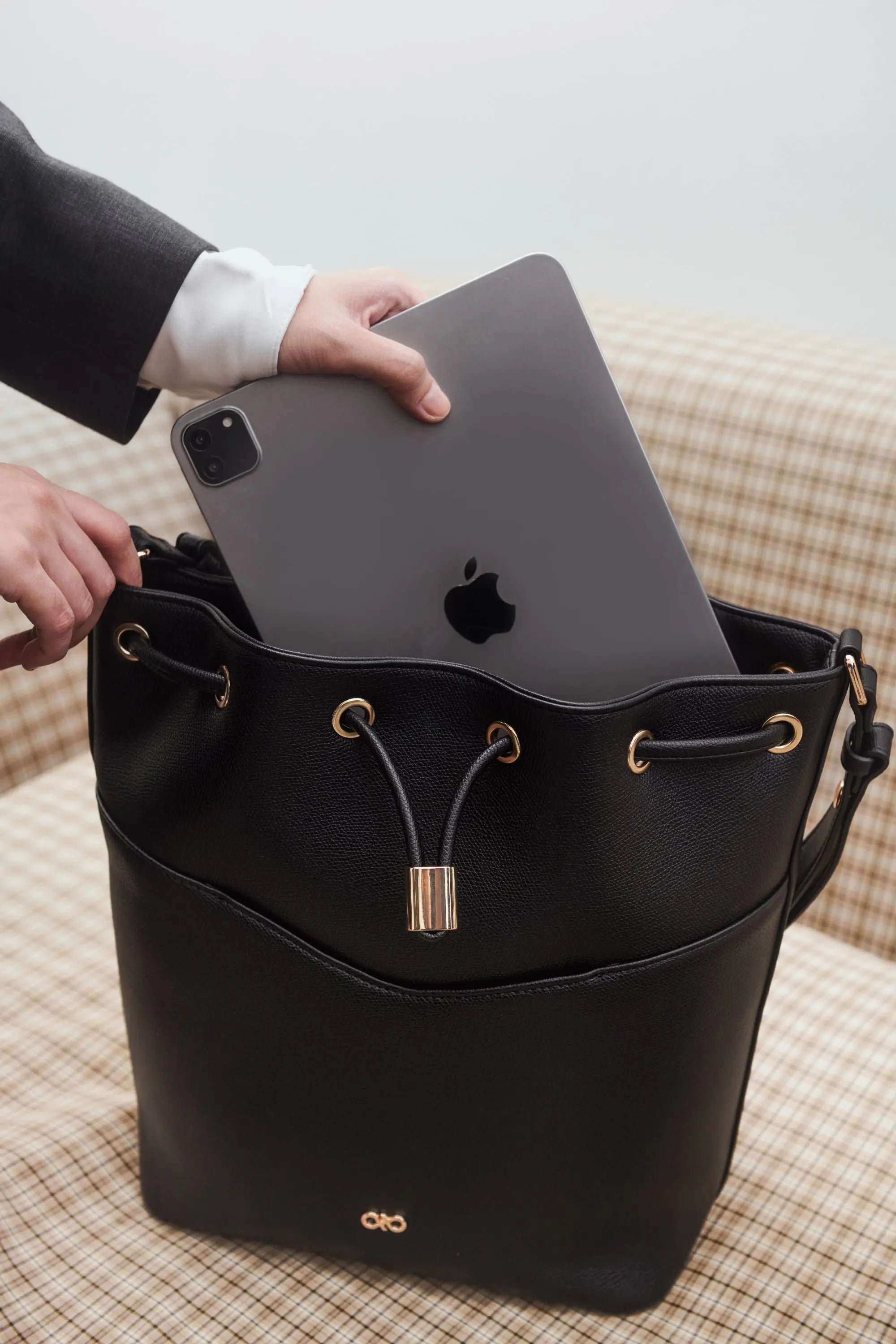 IMPERFECTLY YOURS BUCKET BAG IN BLACK 
